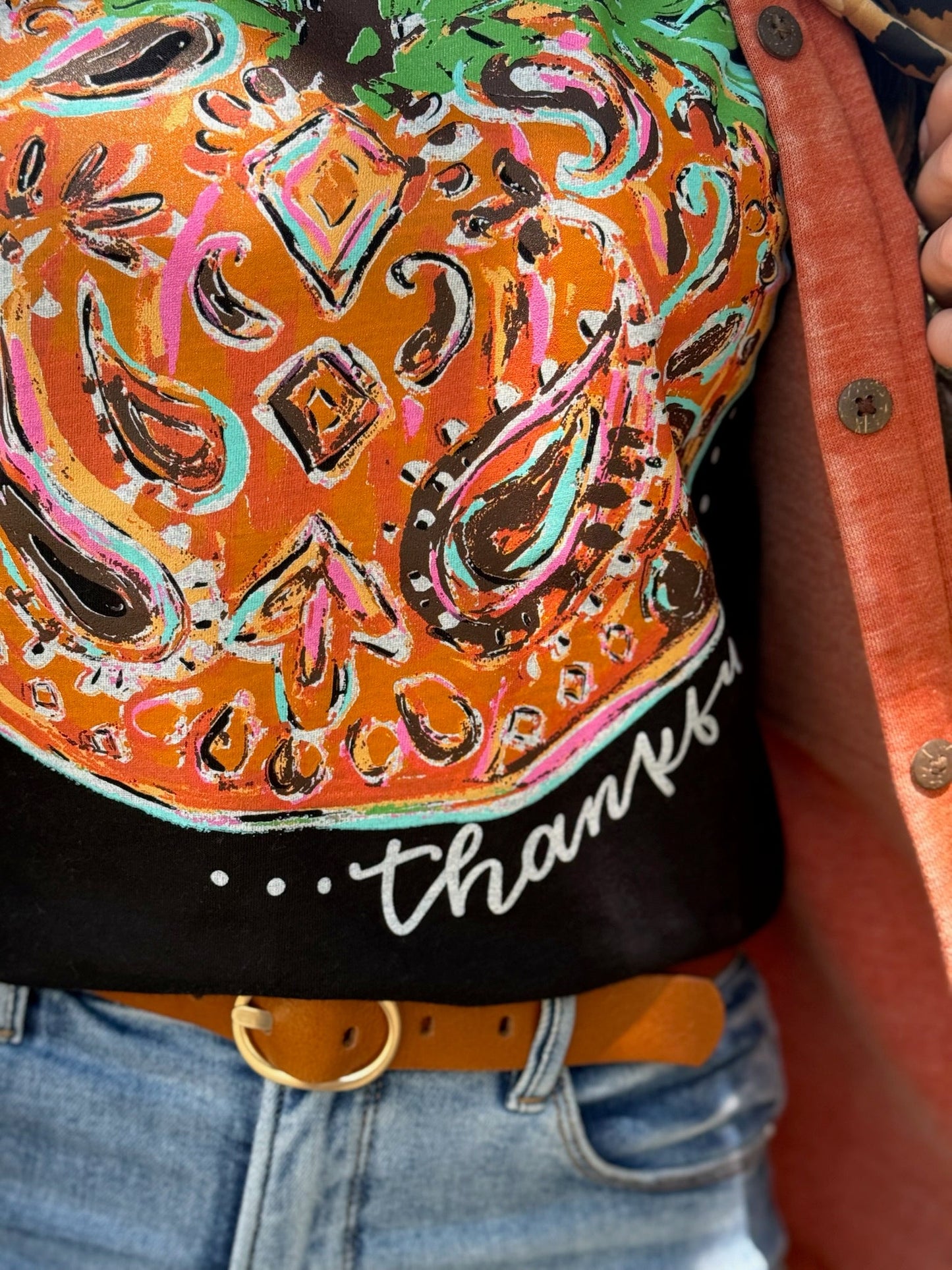 Callie Ann Stelter Thankful Pumpkin Crew Tee & Sweatshirt