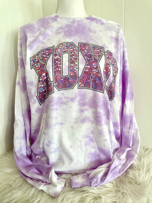 Purple xoxo faux sequin