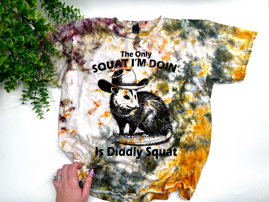 The Only Squat I’m Doin Is Diddly Squat - Campin’ Ice Dyed Tshirt - YOUTH & ADULT