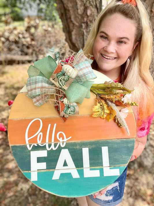 Hello Fall - 15” Faux Pallet Door Hanger