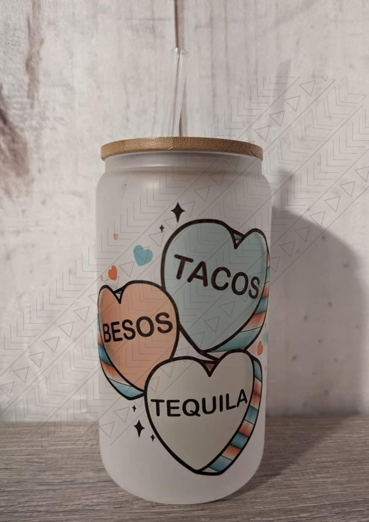 Tacos Besos Tequila Glass Can